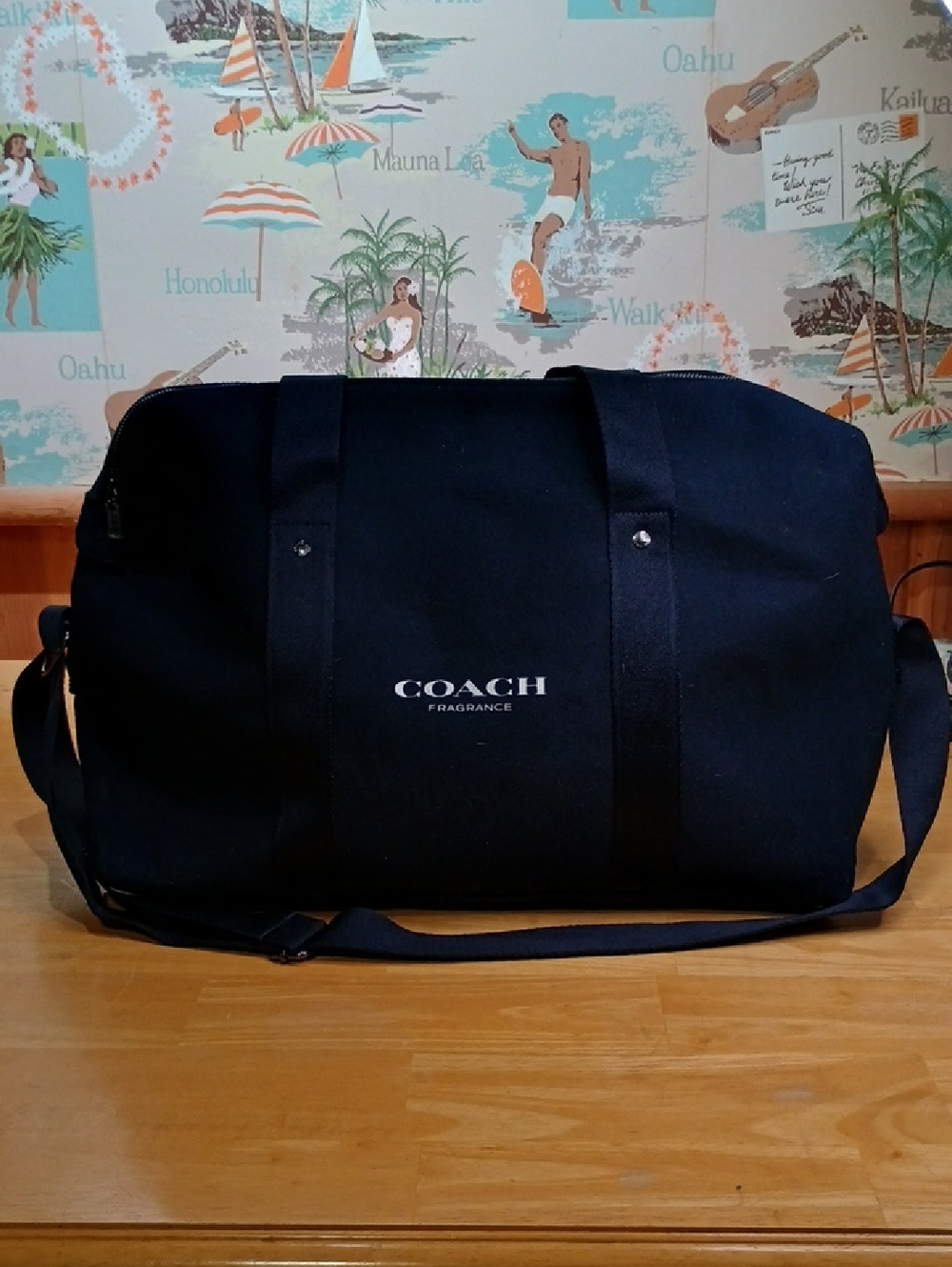 Coach Fragrance Navy Felt Duffel Bag with Shoulder Strap